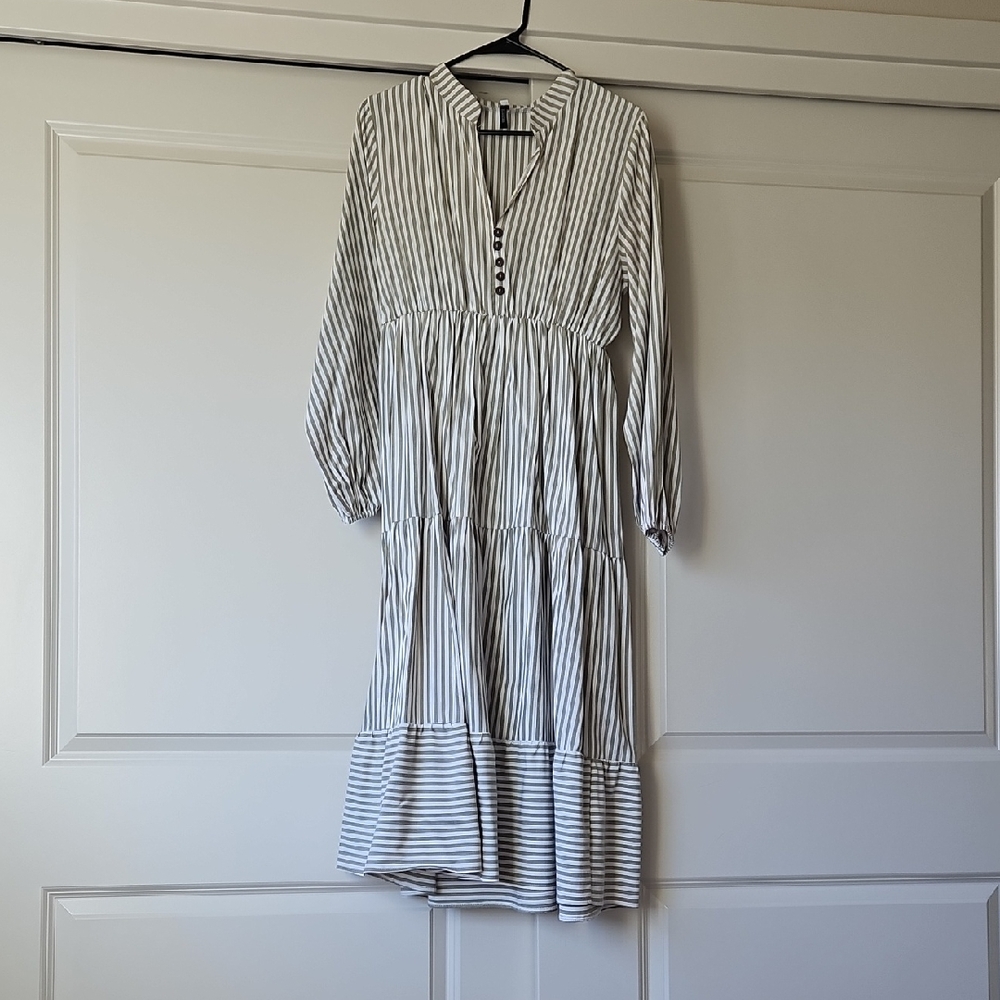 Brovave Green and White Striped Dress